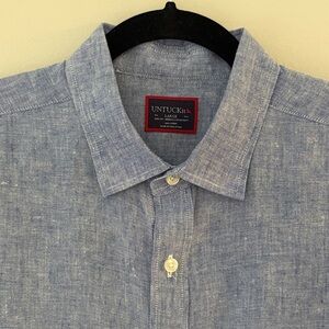 UNTUCKit Valente WR Men Large Light Blue Button Down Wrinkle Free Slim Fit Shirt